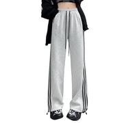 SHEKINI Womens Sweatpants New Casual High Waisted Loose Wide Leg Pants | Side Stripe Wide Leg Joggers Elastic Waist Loose Fit Sweatpants with Pockets for Y2K Streetwear & Casual Athletic