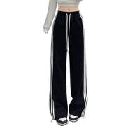 SHEKINI Womens Sweatpants New Casual High Waisted Loose Wide Leg Pants | Side Stripe Wide Leg Joggers Elastic Waist Loose Fit Sweatpants with Pockets for Y2K Streetwear & Casual Athletic