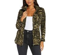 SheKiss Women's Camouflage Full-Zip Canvas Jacket with Pockets, Camouflage, Large