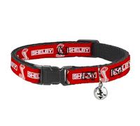 Shelby Breakaway Cat Collar With Bell, Plastic Clip, Easy Adjustable, Shelby Box Logo and Super Snake Cobra Red White, 8.5 to 12 Inches 0.5 Inch Wide