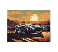 (Shelby Cobra=49) Canvas Print Framed DIY Install Kit- 16x20" Retro Car Motor Vehicle Auto Ride Sled Wall Art Home Decor Poster for Office Bedroom Living Room Bathroom