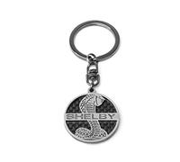 Shelby Cobra Coiled Snake Logo Keychain | Genuine Carbon Fiber Construction | Lightweight, Silver, One size