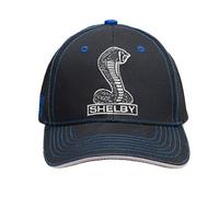 Shelby Cobra Snake Logo Hat - Baseball Cap | Black with Blue Stitching | 100% Cotton | Velcro Adjustable | One Size Fits All