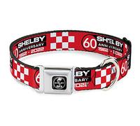 Shelby Dog Collar with Safety Belt Buckle 60th Birthday Red/Black/White 24 to 33 cm Width 2.5 cm