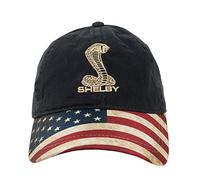 Shelby U.S. Flag Brim Hat - Officially Licensed Shelby® Product - Adjustable Metal Buckle with Antique Brass Finished - One-Size Fits All - 100% Cotton Black, Black, One Size