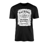 Shelby Whiskey T-Shirt Top Birmingham City Garrison Period Crime Drama Gang Family Gangster World War Irish TV Show Series Newsboy Flat Cap Gift Present (Black, Large)