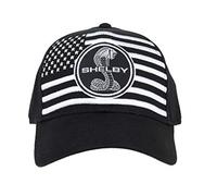 Shelby White American Flag on Black Hat | Officialy Licensed Shelby Product | Adjustable, One-Size Fits All | Two-Piece Hook & Loop Closure