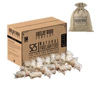 Shelby Wood Company Natural Wood Firelighters 525 Eco Wax Coated Wood Wool Flame Fire Starters For Indoor/outdoor Fires, Bbq's, Log Burners