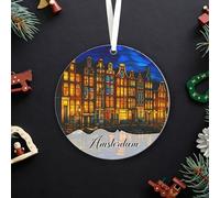 ShelbyShops Amsterdam Acrylic Ornament - Amsterdam Holland Stained Glass Style Ornament - Christmas Vacation Gift - Gift for Trip Lover - Travel Holland Keepsake - Acrylic - 3.5 Inch