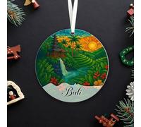 ShelbyShops Bali Acrylic Ornament - Bali Indonesia Stained Glass Style Ornament - Christmas Vacation Gift - Gift for Trip Lover - Travel Indonesia Keepsake - Acrylic - 3.5 Inch