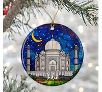 ShelbyShops India Ornament, Taj Mahal Nile Night Sky Christmas Ceramic Keepsake Gift, Travel The World Ornament Printed on Both Sides