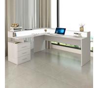 shelbyville high gloss corner laptop desk in white