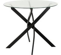 Seconique Sheldon Round Clear Glass Top Dining Table With Black Legs