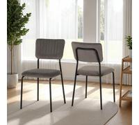 Sheldon X4 Grey Velvet Fabric Dining Chairs Black Metal Legs Frame Upholstered
