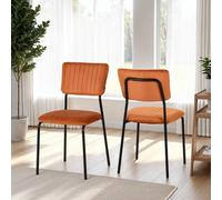 Seconique Sheldon Chairs Set Of 4 In Orange Velvet Fabric