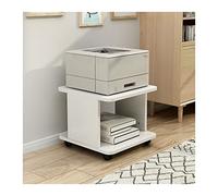 Shelf 2-Tier Movable Laser Printer Cart Large Machine Stand Under Desk Heavy Duty Rolling Table with Storage Floor Standing Rack on Wheels Paper File Organizer Shelf for Home Office (white) Industrial