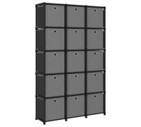 vidaXL 15-Cube Display Shelf with Boxes Black Fabric Storage Organiser Unit