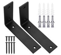 Shelf Bracket, 90-Degree Shelf Mounting Angle from Premium Iron, Versatile Metal Brackets for Wooden Shelves & Furniture, 2-Piece Black Shelf Brackets Set (6x4x1.5inch)
