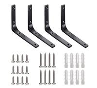 Shelf Bracket Corner Brace Angle Bracket Shelf Support Wall Hanging Heavy Duty Black Metal Wall Brackets Wall Mounted with Screw and Anchors,150mm X 125mm, 4PCS