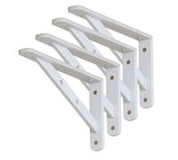 Shelf Bracket Heavy Duty Wall Hanging Steel Triangle Shelf Brackets 200mm*125mm 2.5mm Thick 4 Pack(White-200mm)