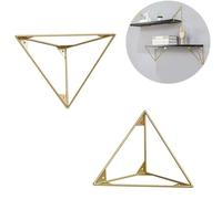 Shelf Bracket,Metal Wall Mounted Floating Shelf Bracket Heavy Duty Triangle Shelf Support for DIY Open Shelving,Carbon Steel Decorative Shelf Brackets,with Screws(Gold,20cm)