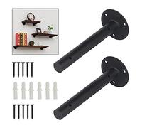 Shelf Bracket With Screws,25cm 20cm 10cm Black Industrial Shelf Supporter,Wall-mounted Hidden Shelving Brackets,Brackets for Floating Shelves,2 Pcs,for Diy Decoration,Black-15cm(5.9in)