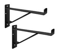 Shelf Brackets 16 inch, Heavy Duty Wall Brackets with Lip Storage Bracket Include Screws 2 Pack Black for Bathroom Kitchen Business Garage