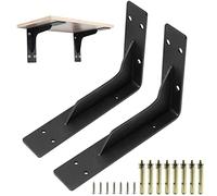Shelf Brackets 2Pcs, 250mm Heavy Duty Wall Brackets Industrial Floating Shelf Bracket Max Load 105kg, L Bracket Wall Mounted Shelf Support, Matte Black Finished for Wall Mounting (Black)