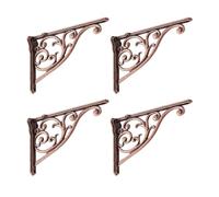 Shelf Brackets 4 Inch 4 Pack Heavy Duty Antique Copper Wall Bracket Victorian Kitchen Decorative Rack Shelves, Shelf Bracket Available in 8 finishes. (4, Antique Copper)