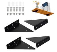 Shelf Brackets 4 Inch,Floating Shelves Brackets,Heavy Duty Floating Shelf Hardware,Triangle Shelf Bracket 3 inch,Wall Mount Hidden Shelf Support-Black Shelf Bracket