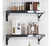 Shelf Brackets 4pcs Black Stainless Steel Brushed 15x2.5x11.5cm Heavy-Duty 50kg