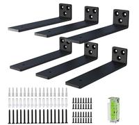 Shelf Brackets, 6 Pcs of 30cm/12inch Heavy Duty Industrial Shelf Bracket, Black Metal L Brackets for Shelves Support DIY(5mm Thicked)