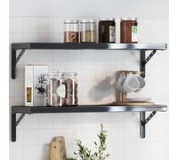 Shelf Brackets Black Stainless Steel Brushed Wall Mount 23.5x2.5x15.5cm 4pc 50kg