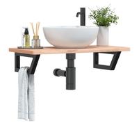 Shelf Brackets Black Steel 15x35cm Trapezium Washbasin Support 2pc Wall Mount HD