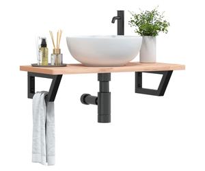 Shelf Brackets Black Steel 15x35cm Trapezium Washbasin Support 2pc Wall Mount HD