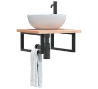 Shelf Brackets Black Steel 20x45cm Rectangular Washbasin Support Wall-mount 2pcs