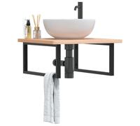 Shelf Brackets Black Steel 25x55cm Rectangular Washbasin Wall Support 2pcs 100kg