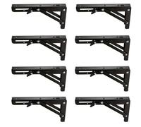 Shelf Brackets Folding Shelf Brackets Stainless Steel Wall Mounted Collapsible Furniture Space Saving for Garage Workstation(8Pcs 10Inch Black)
