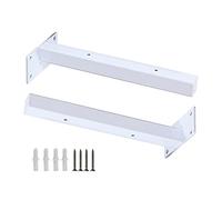 Shelf Brackets Heavy-Duty, 1 Set of 2 T-Shaped Industrial Shelve Brackets, Hidden Wall-Mounted Shelving Bracket, Floating Shelf Supports for DIY/Decoration, with Screws(White,15cm/5.9in)