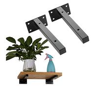 Shelf Brackets， Metal Floating Shelf Brackets 2 Pcs T-Shaped Wall Mounted Black White 10-50cm with Hardware(I,15cm/5.9in)