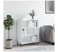 Shelf Cabinet High Gloss White 69.5x32.5x90cm Engineered Wood 3-shelf Metal Legs