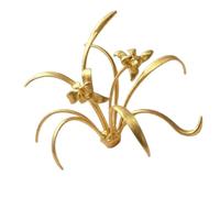 Shelf Display Flower Figurine, Table Decor with Gold-Tone Finish for Bedside Vanity Desk Placement, Small Floral Accent, Home Corners Brass Orchids Statues Minis Orchids Figurine Ornament Flower Decor