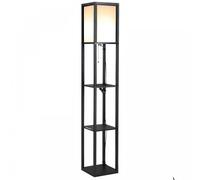 HOMCOM Floor Lamp Reading Lamp With 3 Tier Storage Shelf, Black