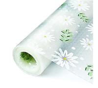 Shelf Liner Non Adhesive Drawer Liner for Kitchen Cabinets, Refrigerator Liners Waterproof Cupboard Liner for Shelves -Leaf Daisy 60x500cm