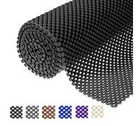 Shelf Liner Non-Slip Mat Shelves Liners 12x6.5 Grid Pattern PVC Non-Adhesive Grip Anti-Slip Mat for Kitchen Cabinets Wire Shelving Pantry Dresser Refrigerator (Black)