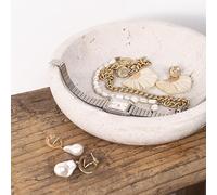 Shelf & Nook Travertine decorative bowls for home decor. Key bowl for entryway table in a choice of three colors. (White)