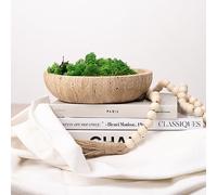 Shelf & Nook Travertine decorative bowls for home decor. Key bowl for entryway table in a choice of three colors. (Natural (Beige))