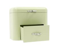 Shelf Organizer 2-Layer Metal Bread Boxes Storage Box Fresh Keeper Bin with Top Lid and 1 Drawer for Storing Breads Pastries Doughnuts Cookies Grains Cosmetics 30 * 20.5 * 26.5cm (Gree