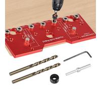 Shelf Pin Jig 1/4 Inch Aluminum Alloy Shelf Pin Drilling Guide Precise Cabinet Mounting Template Jig 32mm Spacing Woodworking Straight Hole Drilling Jig Hinge Jig for Cabinet Drilling(red)