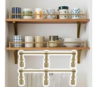 Shelf Rail Fence,2 Pcs Brass Shelf Rail with 3 Spindles, 36in Floating Shelf Railing Rod, Decorative Guardrail for Glassware & Collectibles, Stylish Cabinet Fence, Durable & Elegant Home De